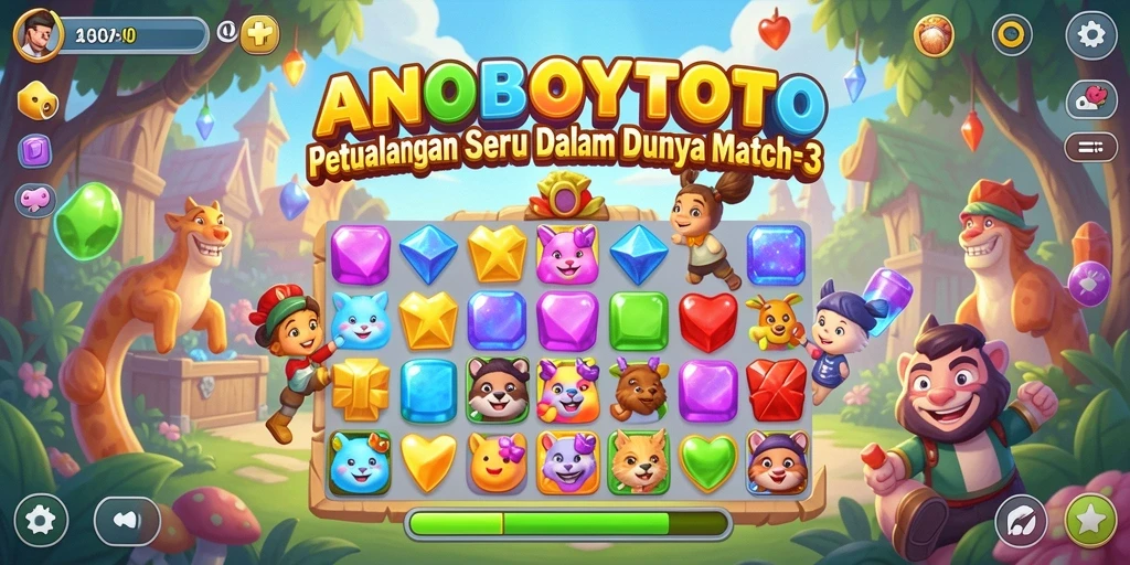 Screenshot gameplay ANOBOYTOTO yang menunjukkan keseruan mencocokkan elemen.