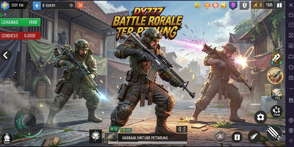 Tampilan aksi mendebarkan dalam DY777 saat bertarung di arena Battle Royale.