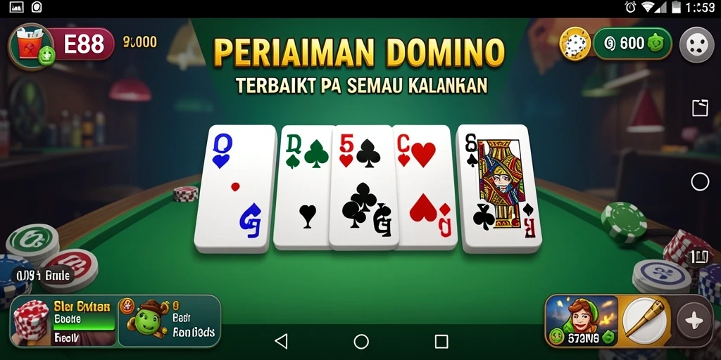 Tampilan gameplay E88 yang menegangkan dalam permainan Domino.