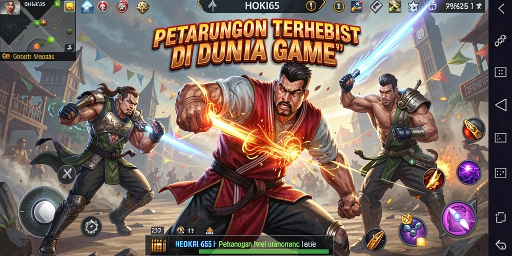 Screenshot HOKI65 menampilkan pertarungan seru antara karakter yang berani.
