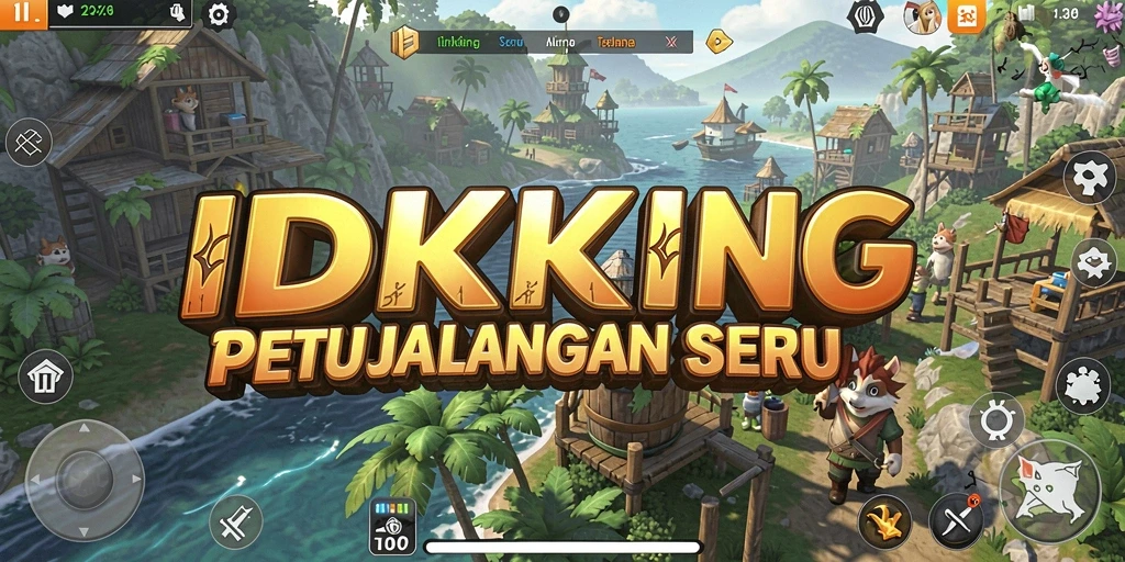 Screenshot utama IDRKING menunjukkan aksi seru dalam dunia terbuka.