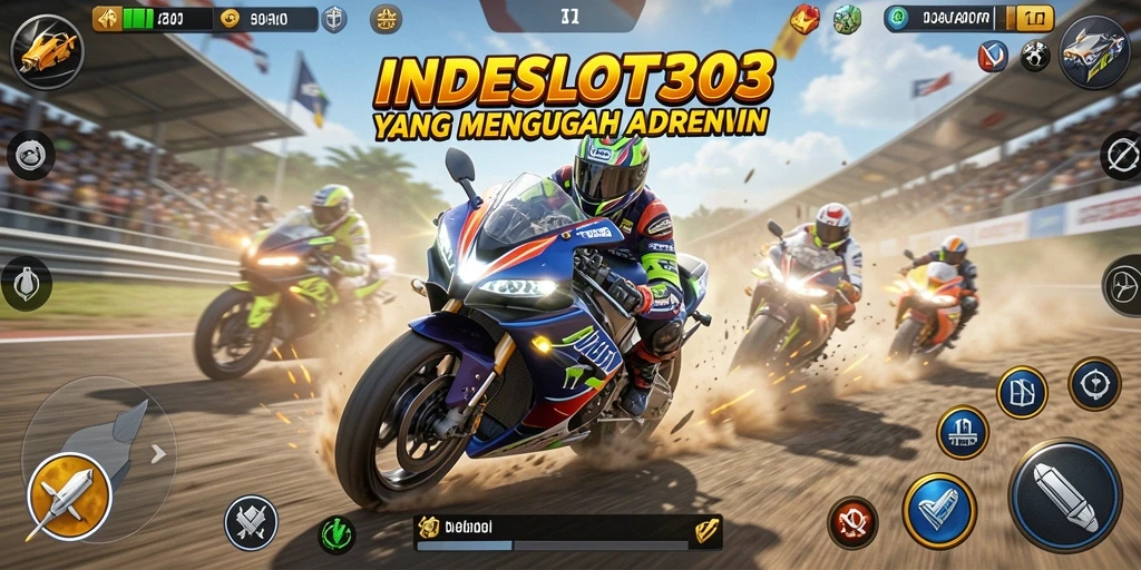 Gameplay balapan motor yang seru dan mendebarkan.