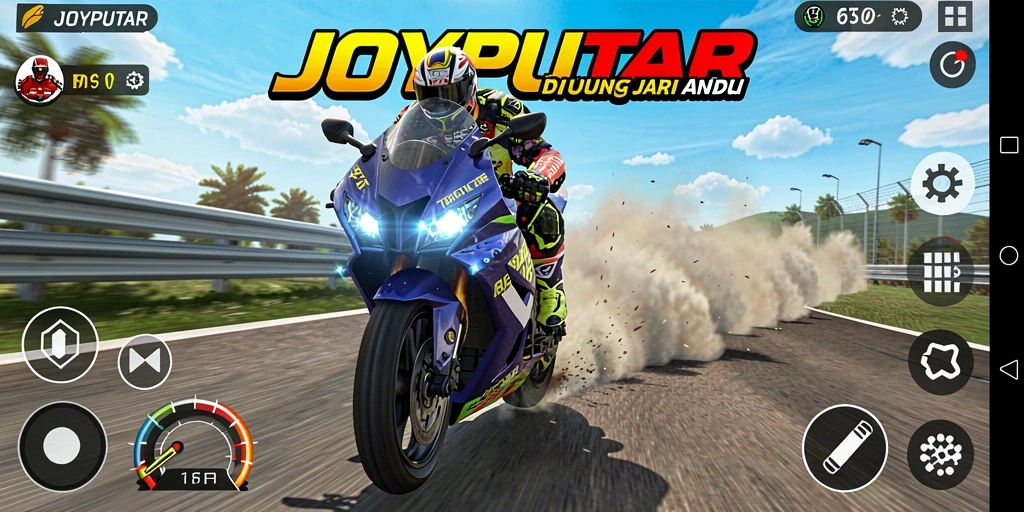 Gambaran aksi balapan mendebarkan di JOYPUTAR.
