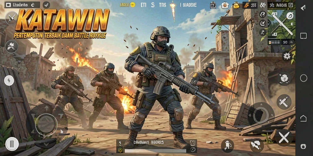 Tampilan action gameplay seru di KATAWIN dengan pertempuran sengit.