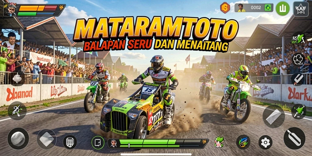 Screenshot gameplay MATARAMTOTO dengan balapan yang seru dan mendebarkan.