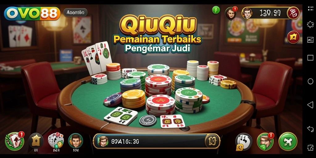 Screenshot OVO88 yang menampilkan aksi seru permainan QiuQiu.