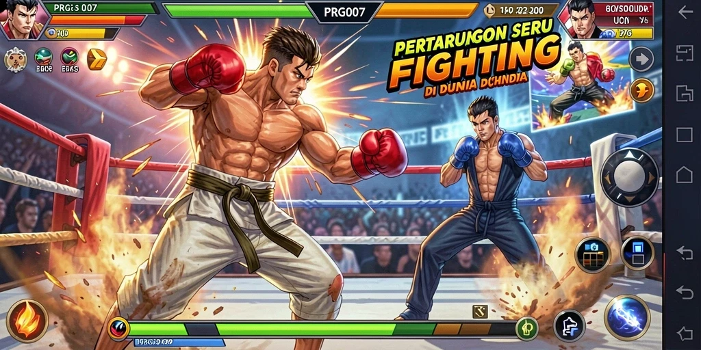 Gameplay PRG007 dengan pertarungan seru di arena.