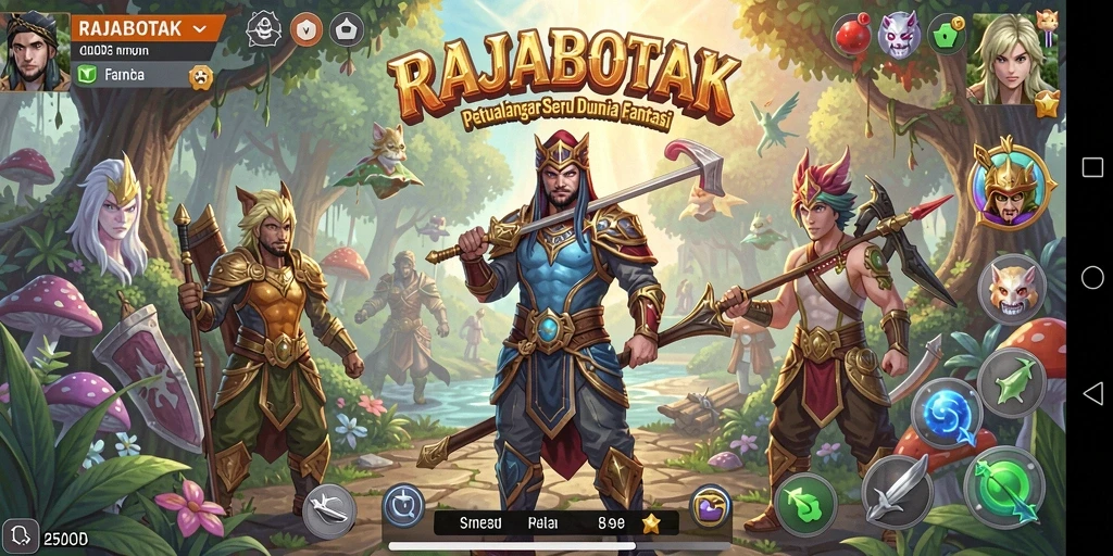 Tangkapan layar utama RAJABOTAK menunjukkan aksi epik dalam petualangan seru.