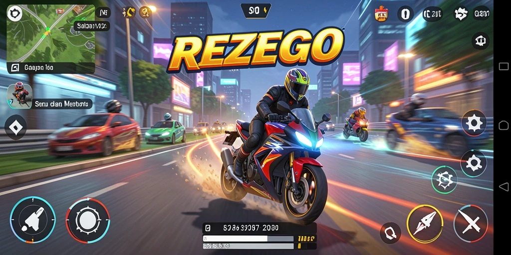 Gameplay balapan motor yang seru dan menantang.