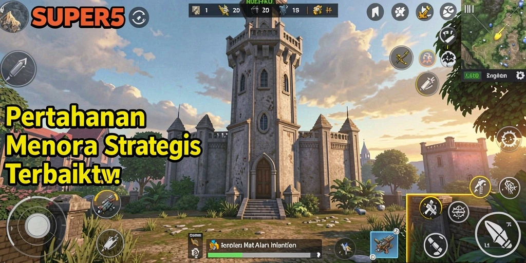 Tampilan gameplay Tower Defense yang mengesankan dan intens.
